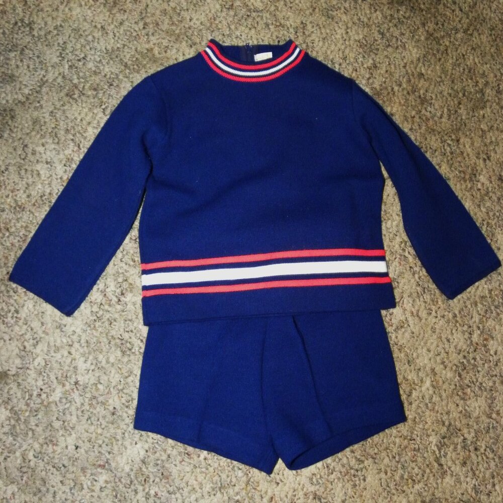 Boy's Size 4T - Vintage 2-piece Navy Knit Outfit by Little World